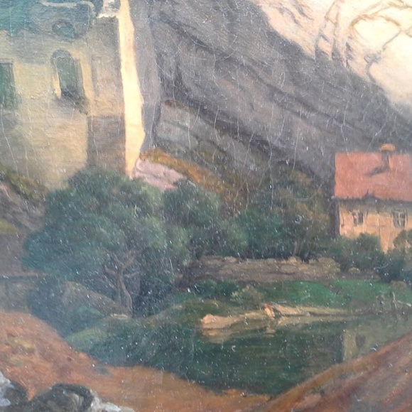 N/A>> 19th C. o/c Landscape with Castle - Picture 4 of 8